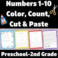 Numbers 0-10 Count, Color, Cut, and Paste Book