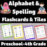 Alphabet Two Part Flashcards A-Z with Letter Tiles