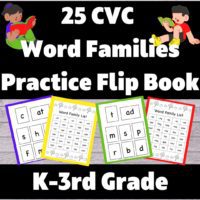 CVC Word Families Poster and Flip Book- 125 Words, 25 Word Families, 6 Charts