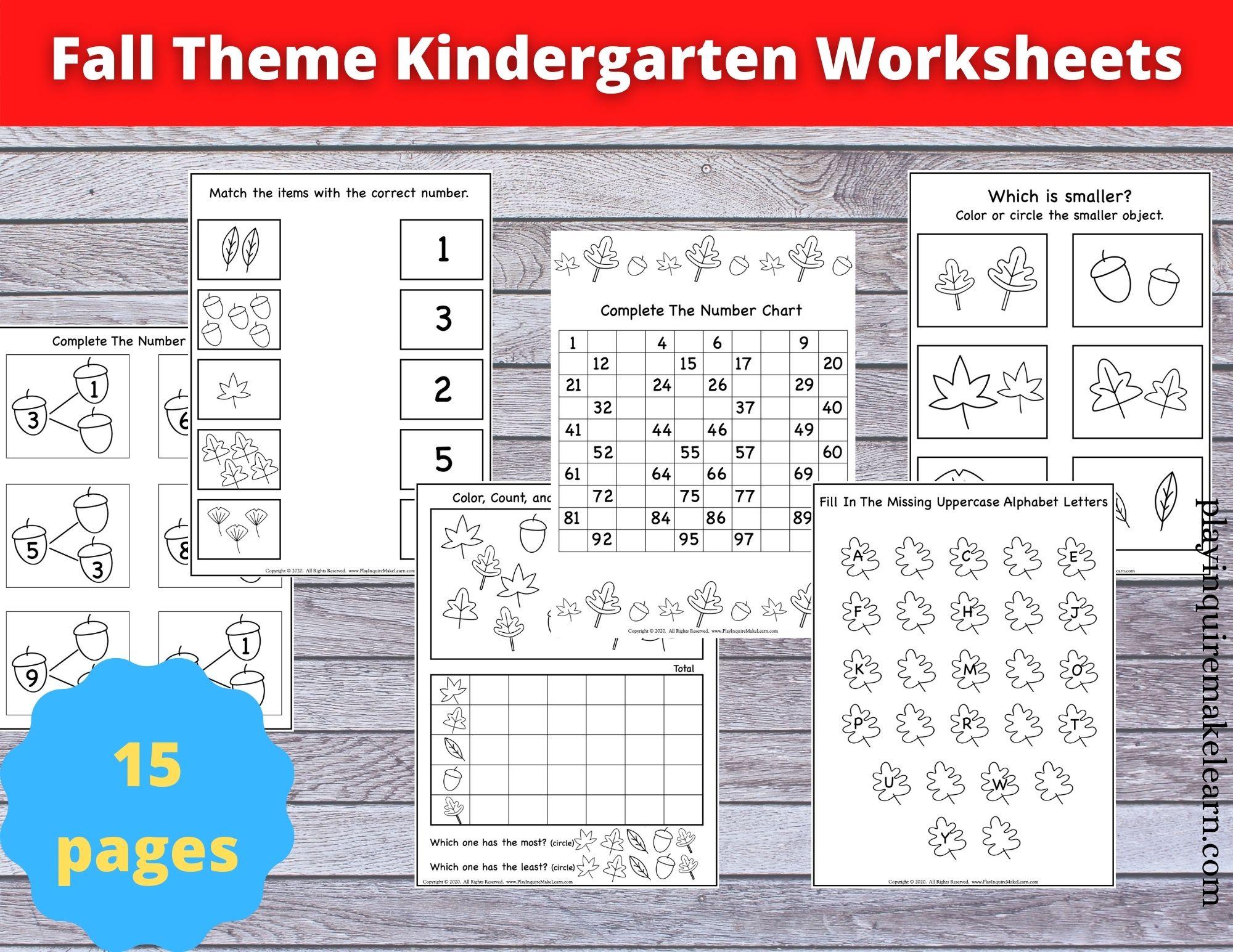 Fall Theme Worksheet Activities For Kindergarten Play Inquire Make
