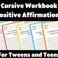 Positive Affirmations Cursive Handwriting Worksheets for Tweens/Teens